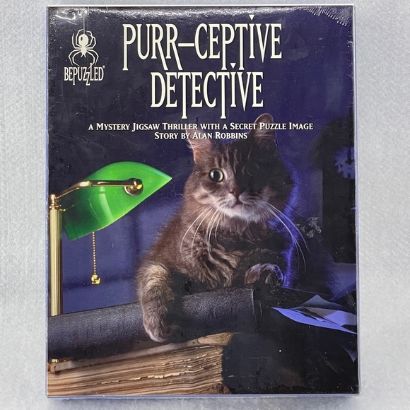 Vintage BePuzzled Purr-Ceptive Detective Story & Jigsaw 1000 Pc Puzzle - Picture 2 of 7